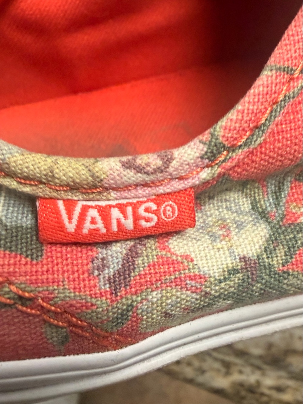 VANS Women’s Size 8.5 Coral with Floral Print Canvas Lace-Up Sneakers - Picture 12 of 13